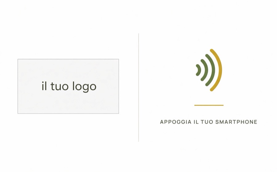 Esempio di personalizzazione: logo cliente e onde NFC
